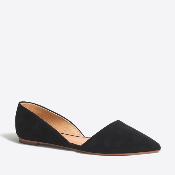J. Crew Factory Shoes - JCREW Size 6 Zoe Suede D'Orsay Flats in Black